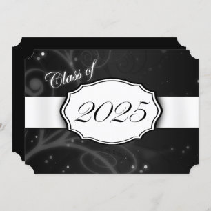 Invitation Black and White 2025 Graduation Party