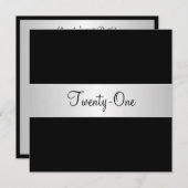 Invitation Black and White 21e fête d'anniversaire (Devant / Derrière)