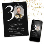 Invitation Black and White 30th Birthday Surprise Party<br><div class="desc">Invitation à la fête surprise du 30e anniversaire en noir et blanc. Voici notre magnifique design d'invitation d'anniversaire, parfait pour votre fête surprise! Optez pour la simplicité et l'élégance avec notre thème noir et blanc chic, complété par des options photo personnalisables pour ajouter une touche personnelle. Faites de votre fête...</div>