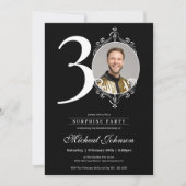 Invitation Black and White 30th Birthday Surprise Party (Devant)