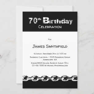 Invitation Black and White 70th Birthday Party