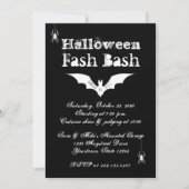 Invitation Black and White Bat Chic Crazy Halloween Party (Devant)