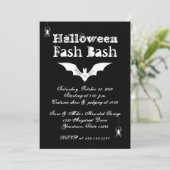 Invitation Black and White Bat Chic Crazy Halloween Party (Debout devant)