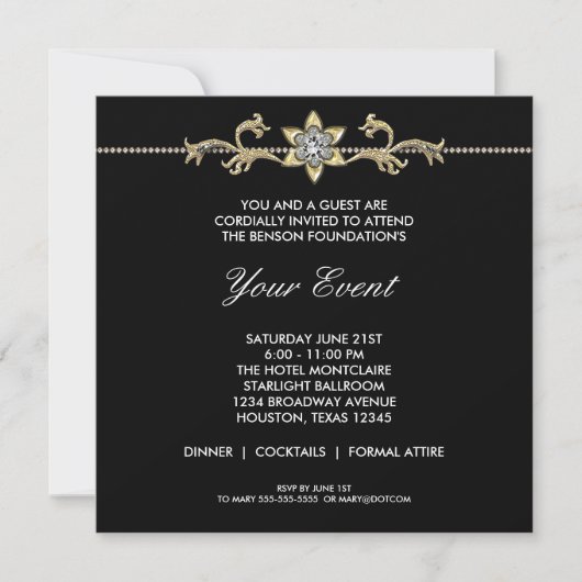 Invitation Black and White Black Cravate Corporate Party (Devant)