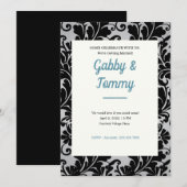 Invitation Black and White Black Damask (Devant / Derrière)