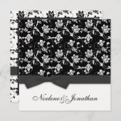 Invitation Black and White Bow Flower Wedding Invite (Devant / Derrière)