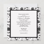 Invitation Black and White Bow Flower Wedding Invite (Dos)