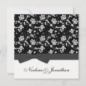 Invitation Black and White Bow Flower Wedding Invite (Devant)
