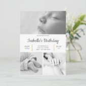 Invitation Black and white Cute 1er Anniversaire Fête Invitat (Debout devant)