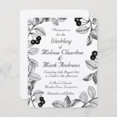 Invitation Black and White Dahlia Elegant Rustic Custom (Devant / Derrière)