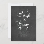 Invitation Black and White Eat Drink Be Effrayant Halloween P (Devant)