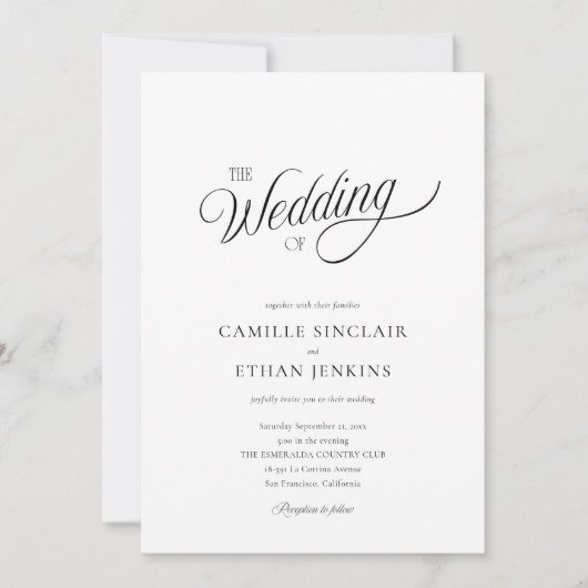 Invitation Black and White Elegant All in One Wedding (Devant)