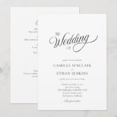 Invitation Black and White Elegant All in One Wedding (Devant / Derrière)