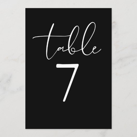 Invitation Black And White Elegant Modern Script Table Number (Dos)