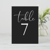 Invitation Black And White Elegant Modern Script Table Number (Debout devant)