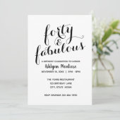 Invitation Black and White Elegant Quarty & Fabulous Birthday (Debout devant)