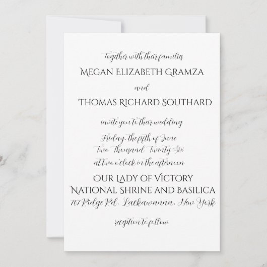 Invitation Black and White Elegant Simplicity Wedding Invite (Devant)