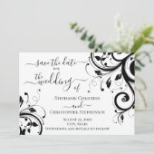 Invitation Black and White Festive Save the Date Back Photo (Debout devant)