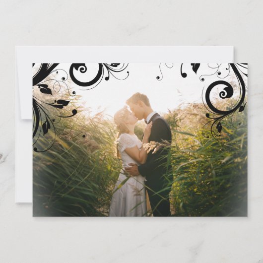 Invitation Black and White Festive Save the Date Back Photo (Dos)