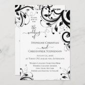 Invitation Black and White Festiver Swirl QR Code All in One  (Devant / Derrière)