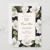 Invitation Black and white Floral elegant  (Devant)