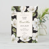 Invitation Black and white Floral elegant  (Debout devant)