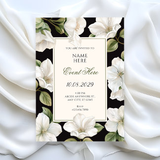 Invitation Black and white Floral elegant 