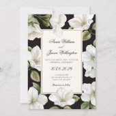 Invitation Black and white Floral elegant wedding (Devant)