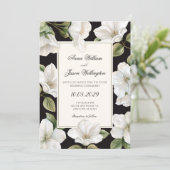 Invitation Black and white Floral elegant wedding (Debout devant)