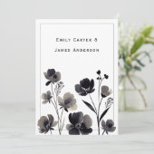 Invitation Black and White Floral Wedding (Debout devant)