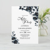 Invitation Black and White Floral Wedding After Party (Debout devant)