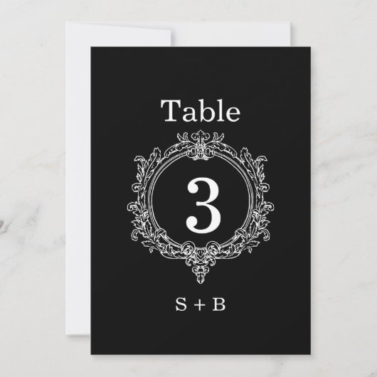 Invitation black and white foliage Crest wedding (Devant)