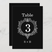 Invitation black and white foliage Crest wedding (Devant / Derrière)