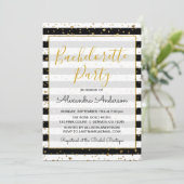 Invitation Black and White Gold Foil Hearts Bachelorett Party (Debout devant)