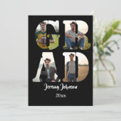 Invitation Black and White GRAD Photo Party  (Debout devant)