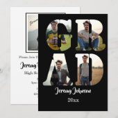 Invitation Black and White GRAD Photo Party  (Devant / Derrière)