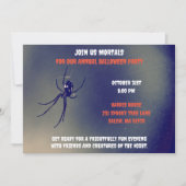 Invitation Black and White Halloween Scary Black Spider (Devant)