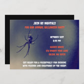 Invitation Black and White Halloween Scary Black Spider (Devant / Derrière)