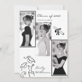 Invitation Black and White Hand Drawn Bow graduation (Dos)