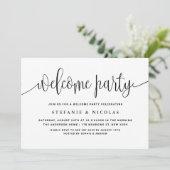 Invitation Black and White Jolie Calligraphie Bienvenue (Debout devant)