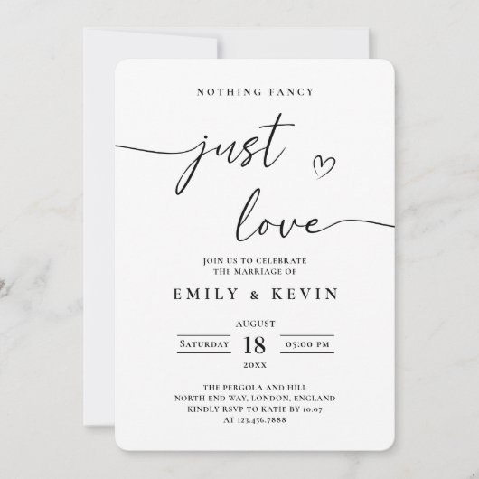 Invitation Black And White Minimalist Wedding (Devant)
