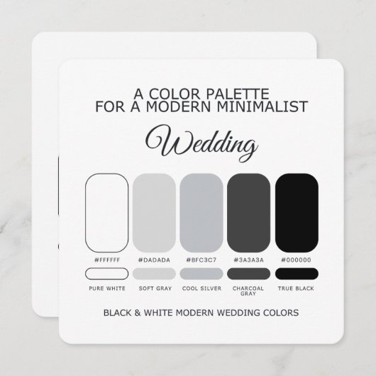 Invitation Black and White Modern Wedding Color Palette Card (Devant / Derrière)