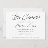 Invitation Black and White moderne 3 Photo Graduation Party (Dos)