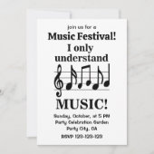 Invitation Black and White Music Notes Music Festival (Devant)