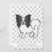 Invitation Black And White Papillon Chien Fête d'anniversaire (Devant)