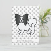 Invitation Black And White Papillon Chien Fête d'anniversaire (Debout devant)