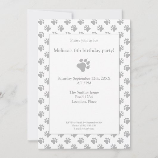 Invitation Black And White Papillon Chien Fête d'anniversaire (Dos)