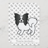 Invitation Black And White Papillon Chien Fête d'anniversaire (Devant / Derrière)