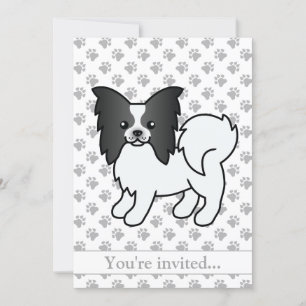 Invitation Black And White Papillon Chien Fête d'anniversaire