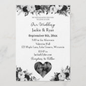 Invitation Black and White Photo Template Botanical Wedding (Devant)